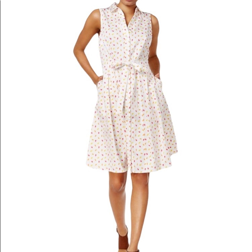 Maison Jules Womens Popsicle Printed Sleeveless Shirtdress